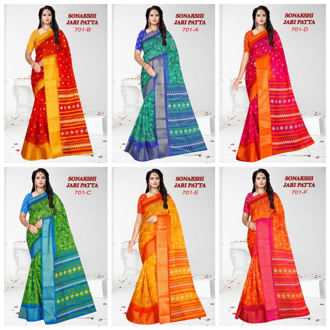 Sonakshi Jari Patta 701 Regular Wear Cotton Printed Designer Saree Collection